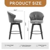 Set of 2 Counter Height Swivel Bar Stools Chenille Upholstered Chairs with Wide Backrest - Leovsnove - 4 of 4