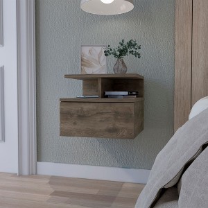 NicBex Floating Nightstand with 2-Tier Shelf and 1 Drawer Modern Bedside Table End Table for Living Room, Bedroom, Study - 1 of 4