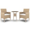 vidaXL 3 Piece Patio Dining Set Poly Rattan Beige - 2 of 4