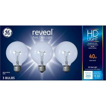 GE 40w 3pk G25 Reveal Incandescent Light Bulb Clear