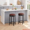 Round Swivel Bar Stool Set of 2/4, 24.4" Counter Height Bar Stool with Upholstered PU Leather Cushion, Round Backless Kitchen Barstool - 3 of 4