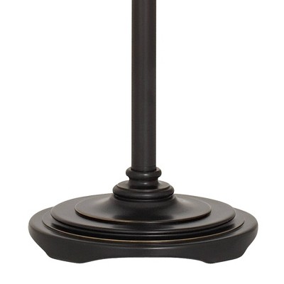 Elegant Bronze Torchiere Floor Lamp with Amber Glass Shade