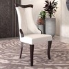 LeisureMod Dining Chair with Leather/Velvet Seat and Wicker Backrest in Black Stainless Steel Urbane Collection - 3 of 4