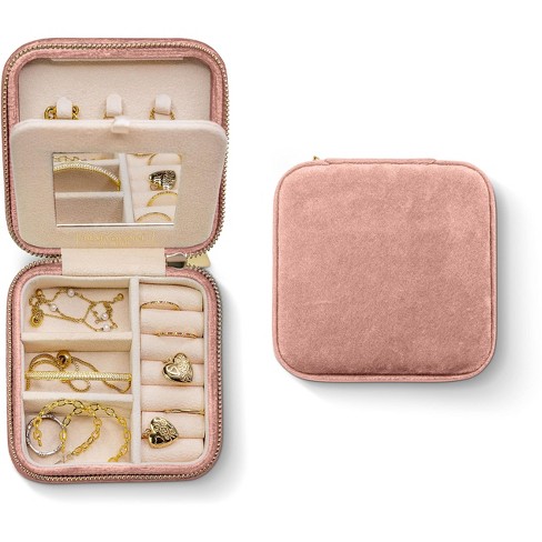 Pink Leather Travel Jewelry Box