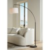 360 Lighting Cora Modern Arc Floor Lamp Standing 72" Tall Black Metal White Linen Drum Shade Decor for Living Room Reading Bedroom Office House Home - 2 of 4