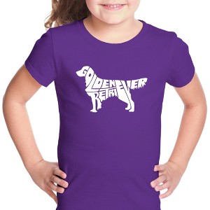 LA Pop Art Girl's Word Art T-shirt - Golden Retreiver - 1 of 4