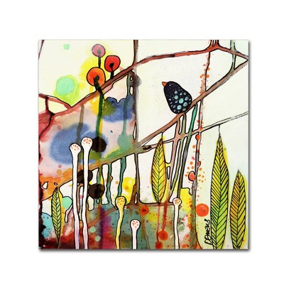 Colorful Abstract Bird and Floral Canvas Print