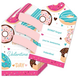Big Dot of Happiness Donut Worry, Let's Party - Doughnut Cards for Kids - Happy Valentine's Day Pull Tabs - Set of 12 - 1 of 4