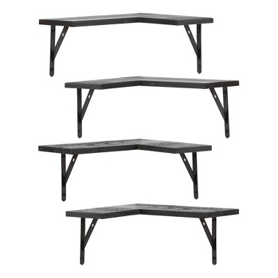 Unique Bargains Wood Wall Mounted Bathroom Bracket Shelf 16 x 11.4 x 0.7 Inch