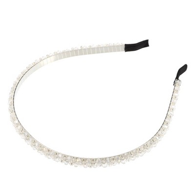 Unique Bargains Women's Hairband 2 Rows Rhinestone Headband 0.31 Inch ...