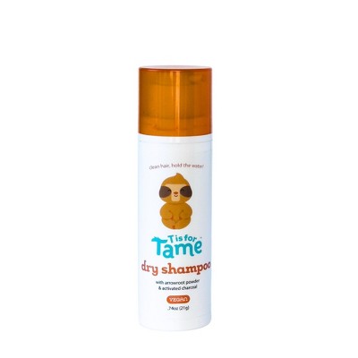 T is for Tame - Powder Puff Dry Shampoo for Babies & Kids, Gentle Formula with Arrowroot Powder & Activated Charcoal, Mess-Free Application, 1 oz.