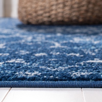 Boho-Chic Blue/Ivory Geometric Hand-Knotted Runner Rug