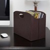 BLU MONACO Magazine Holder - Woven Leather Magazine Basket with Handles - Foldable Design - 2 of 4