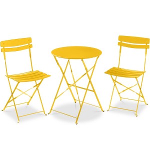 Best Choice Products 3-Piece Small Bistro Set, Folding Patio Furniture Set of 2 Chairs and Table - 1 of 4