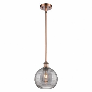 Athens Deco Swirl - 1 Light Stem Hung Mini Pendant In Industrial Style-10 Inches Tall and 8 Inches Wide - 1 of 1