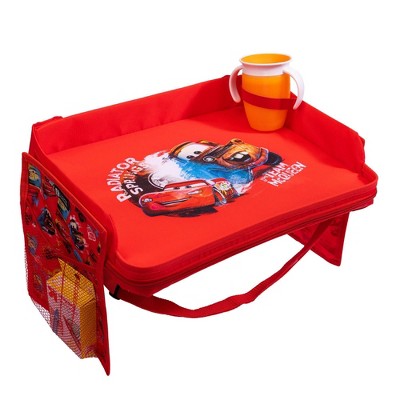 Kids Car Seat Travel Tray With Dry Erase Board & IPad Holder - Gray Foldable Lap Desk For Road Trips