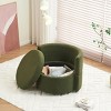 34"Teddy Fabric Round Swivel Backrest Chair,Comfy Upholstered Sofa Lounge Chair,360°Swivel Chair,Storage Swivel Chairs With 3 Pillows-Cuddlewood - 3 of 4