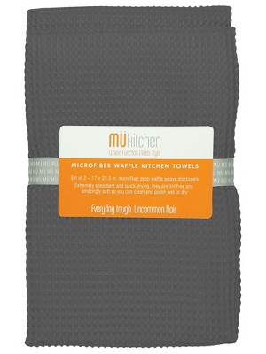 MU Kitchen 17-Inch x 25-Inch Waffle Microfiber Dishtowel, Set Of 2