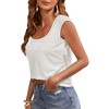 Imily Bela Womens Cap Sleeve Scoop Neck Casual Solid Color Basic T Shirt Blouses Tank Tops - 3 of 4
