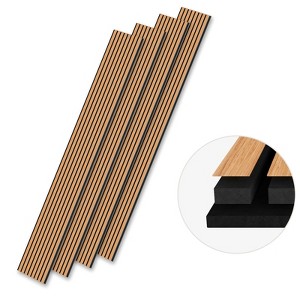 SMARTSTANDARD 94.09 in. x 12.6 in. x 0.9 in. Slat Wood Acoustic Sound Absorbing 3D Decorative Wall Paneling, 4-Pack - 1 of 1