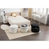 Gulches Ivory Velvet Round Storage Ottoman Footstool 24.41"W, 54L Capacity, Wooden Shelving, Reversible Cover (Small Table), No Assembly - 3 of 4