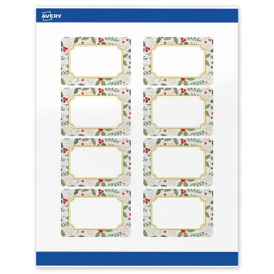 Avery Labels, 2" x 3", Gold-Blue Border Berries, Glossy, 80ct