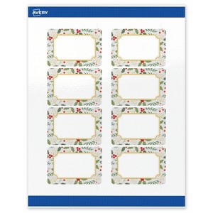 Avery Labels, 2" x 3", Gold-Blue Border Berries, Glossy, 80ct - 1 of 4