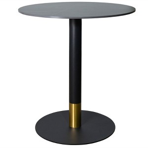 Round Dining Table with Sintered Stone Top and Gold Accents Stainless Steel Pedestal Base – Seats 2–3 People, Kitchen & Dining Room Table for Cafes - 1 of 4
