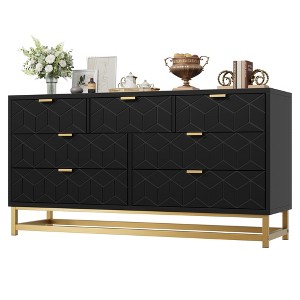 Dresser for Bedroom, Dresser Organizer, 7 Drawer Dresser with Golden Metal Handle and Legs, Modern Chest of Drawers, Large Dresser - 1 of 4