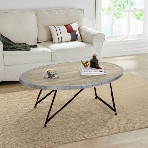 Weathered Grey Oak and Black Oval Coffee Table - 1 of 1