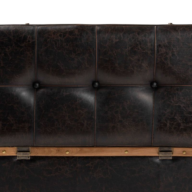 Gendry Faux Leather Upholstered and Wood Large Storage Ottoman Dark Brown/Oak Brown - Baxton Studio, 6 of 13