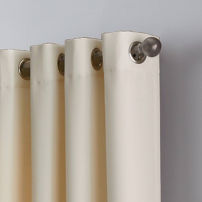 Cream and Black 108" Light-Filtering Polyester Linen Window Panel