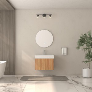 PexFix 24" Bathroom Vanity with Sink Wall Mounted Floating Modern Bathroom Cabinet with Integrated Basin & Plywood Soft-Close U-Shaped Drawer Natural - 1 of 4