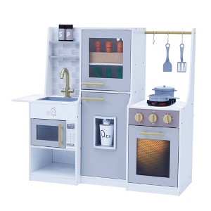 Teamson Kids Little Chef Lyon Modern Wooden Play Kitchen Gray/Brass - 1 of 4