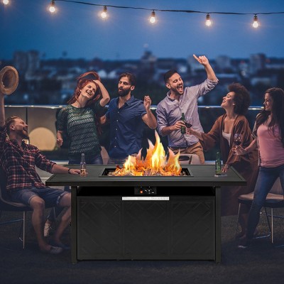 57'' Black Steel Rectangular Gas Fire Pit Table
