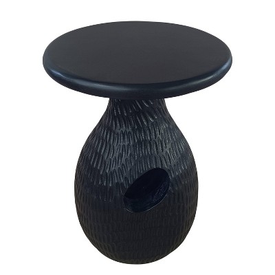 Handcrafted Black Mango Wood Round Side End Table
