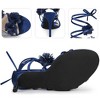 BLISSFUL STEP Women's Lace Up Flower Decor Stiletto Heel Sandals - 3 of 3