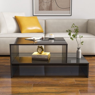 NicBex Unique Architectural Shape Coffee table for Living Room Modern Center Table with Storage