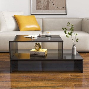 NicBex Unique Architectural Shape Coffee table for Living Room Modern Center Table with Storage - 1 of 4