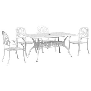 vidaXL Garden Dining Set White Cast Aluminum 5 Piece Set - White 4 - 1 of 4