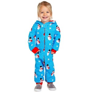 Tipsy Elves Baby / Toddler Snowman is an Island Jumpsuit - Cozy Christmas One-Piece Snowman Pajamas for Baby / Toddler - 1 of 3