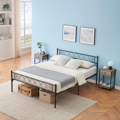 Bed Frame with Headborad & Footboard,  Sturdy Metal Platform Bed Frame with Iron-Art Sweet Hear
