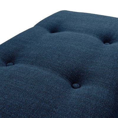 Rosewell Navy Blue Button-Tufted Soft Fabric Bedroom Bench