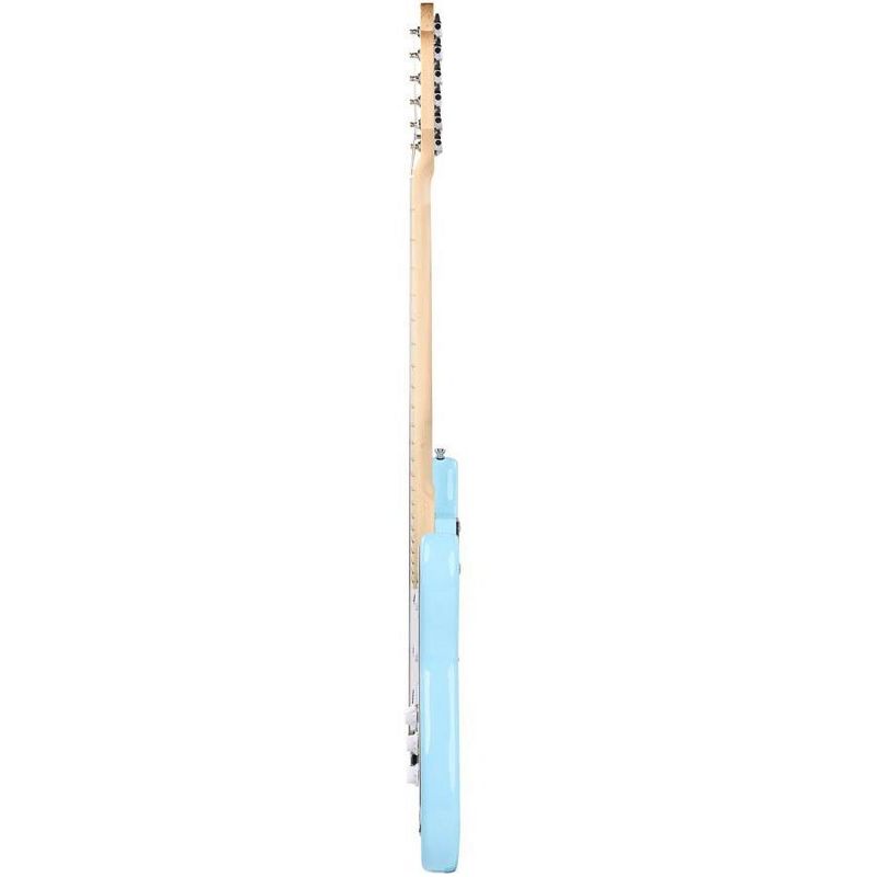 Monoprice Cali DLX Plus Solid Ash Electric Guitar, Wilkinson Bridge and SSS Pickups, with Gig Bag, Right Orientation, Light Blue with Maple Fretboard, 3 of 7