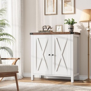 Jojoka Farmhouse Sideboard Buffet Cabinet with Storage,Kitchen Storage Cabinet with Adjustable Shelf and 2 Barn Doors - 1 of 4