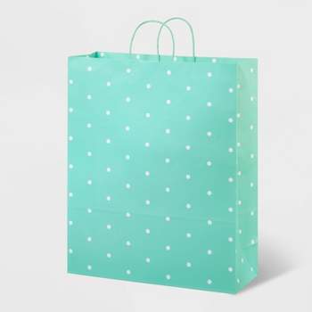 XL Dot GiftBag Mint - Spritz™: Giant Polka Dotted, Blue, for Baby Shower & All Occasions, with Soft Handles