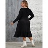 Clearlove Women's Fall Winter Dress Plus Size Round Neck Long Sleeve A Line Flowy Ribbed Knit Dresses - 4 of 4