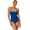 Women's Live In Color Twist Front Shirred One Piece Swimsuit - 2 of 4