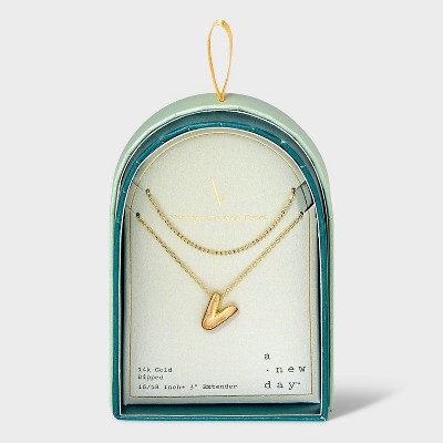 14K Gold Dipped Initial Bubble Multi-Strand Pendant Necklace - A New Day™ Gold