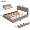 Gulches Upholstered Platform Bed with 2 Drawers and 1 Twin XL Trundle, Linen Fabric, Queen Size - Light Gray - 3 of 4